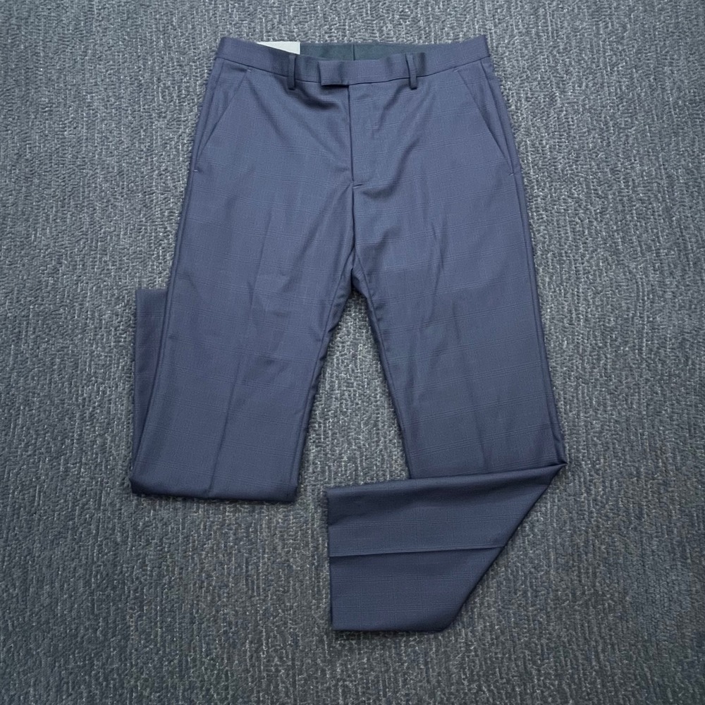 NWT Banana Republic Tailored Slim Fit Navy Plaid Dress Pants Sz 32x30